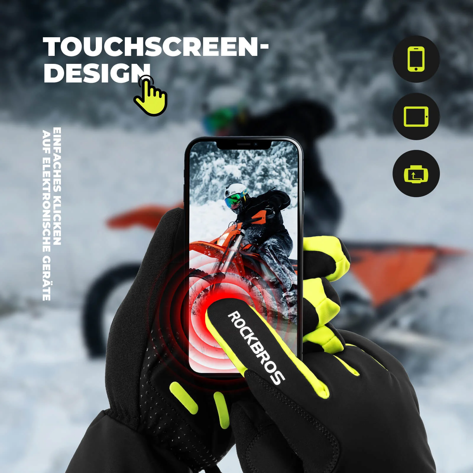 Guantes de ciclismo calefactables de invierno con pantalla táctil M-2XL ROCKBROS - Imagen 4