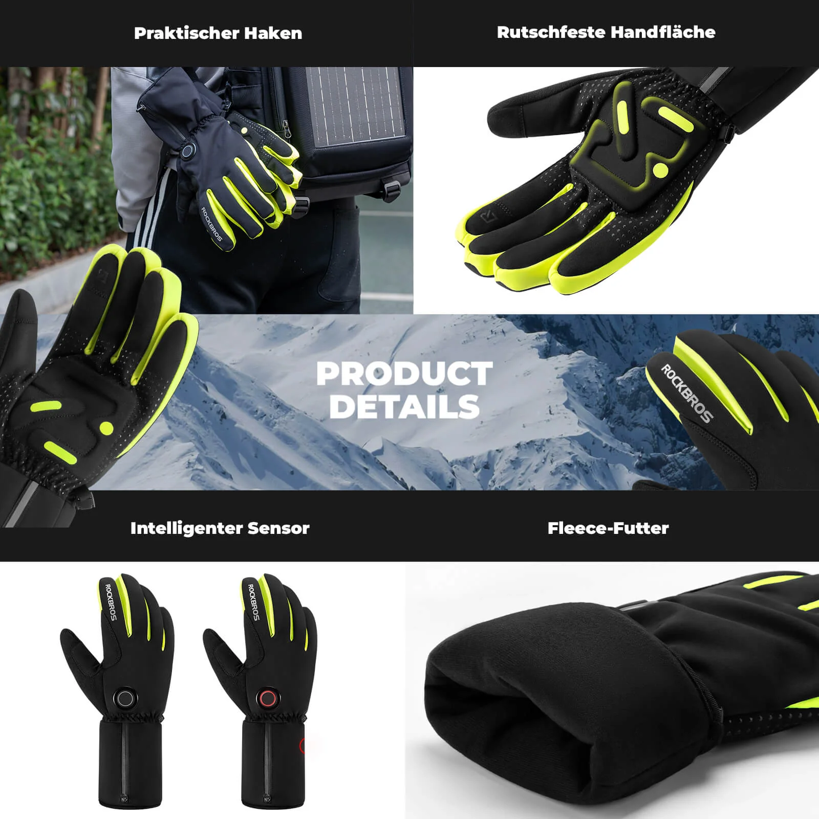 Guantes de ciclismo calefactables de invierno con pantalla táctil M-2XL ROCKBROS - Imagen 6