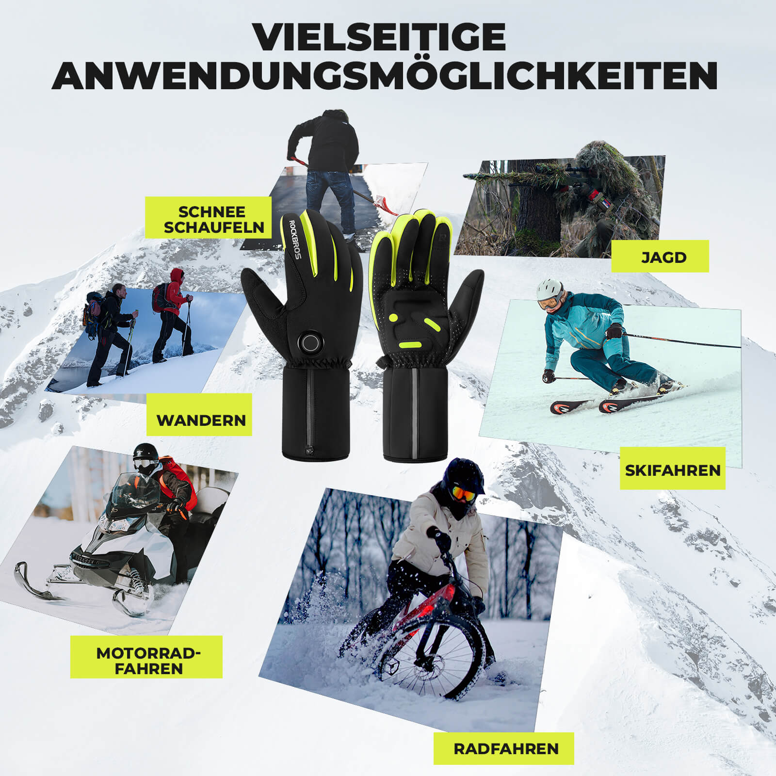 Guantes de ciclismo calefactables de invierno con pantalla táctil M-2XL ROCKBROS - Imagen 9