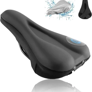 ROCKBROS Funda de Gel para Sillín de Bicicleta Funda de Gel Acolchada para Asiento de Bicicleta con Protector de Sillín Impermeable para Hombres y Mujeres 28 cm x 17,5 cm Azul/Rojo