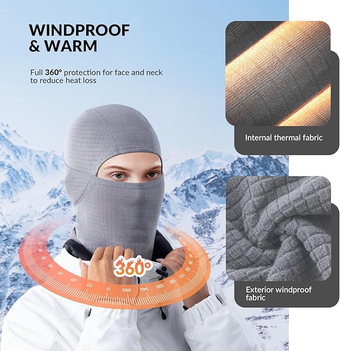 Qunature Pasamontañas Pasamontañas de Invierno Pasamontañas Esquí Motocicleta Mascarilla Mujeres/Hombres Pasamontañas Cálido a Prueba de Viento Transpirable para Deportes al Aire Libre Esquí Snowboard Ciclismo - Imagen 5