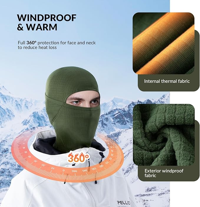 Qunature Pasamontañas Pasamontañas de Invierno Pasamontañas Esquí Motocicleta Mascarilla Mujeres/Hombres Pasamontañas Cálido a Prueba de Viento Transpirable para Deportes al Aire Libre Esquí Snowboard Ciclismo - Imagen 7