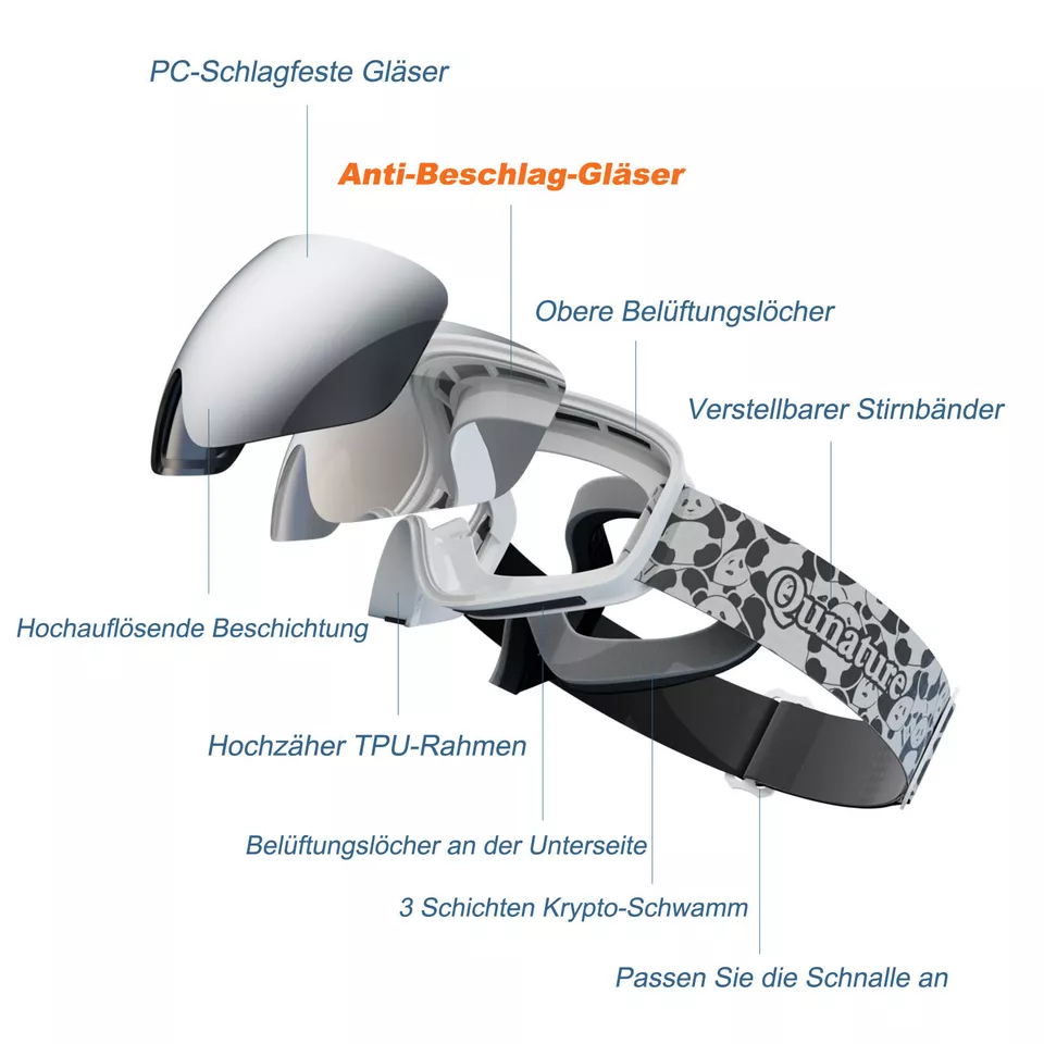 Gafas de esquí Qunature, gafas de snowboard para niños y adultos que usan gafas, antivaho - Imagen 5