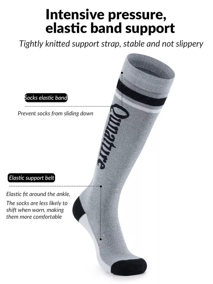 Qunature calcetines de esquí niños/niños calcetines de invierno calcetines de esquí hasta la rodilla con lana 1 par - Imagen 6