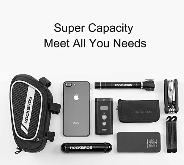 ROCKBROS 006-1BK Bolsa para marco de bicicleta reflectante 1.8L - Imagen 7