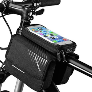 ROCKBROS 030-60BK Bolsa para marco de bicicleta con bolsillo para teléfono móvil de hasta 6,0 pulgadas