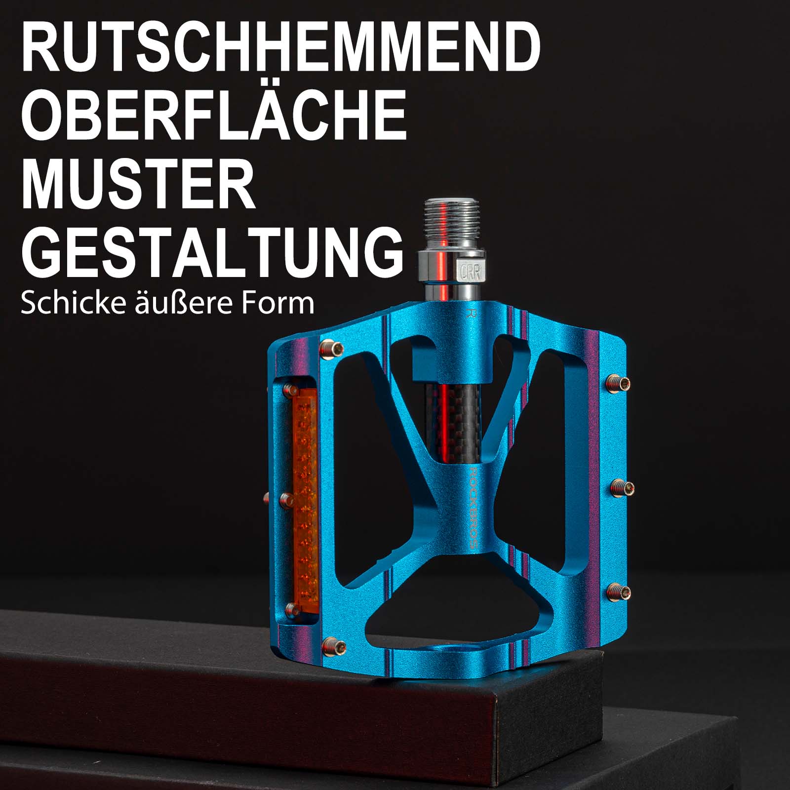 Pedales de bicicleta de aluminio de 9/16 pulgadas con dos reflectores de PVC ROCKBROS - Imagen 9