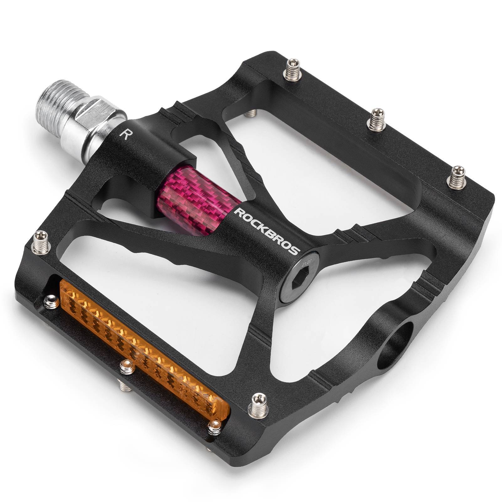 Pedales de bicicleta de aluminio de 9/16 pulgadas con dos reflectores de PVC ROCKBROS - Imagen 2