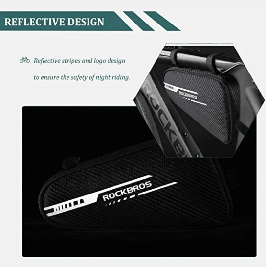 ROCKBROS B75 Bolsa para Cuadro de Bicicleta Bolsa Triangular 1.2L Negra - Imagen 6
