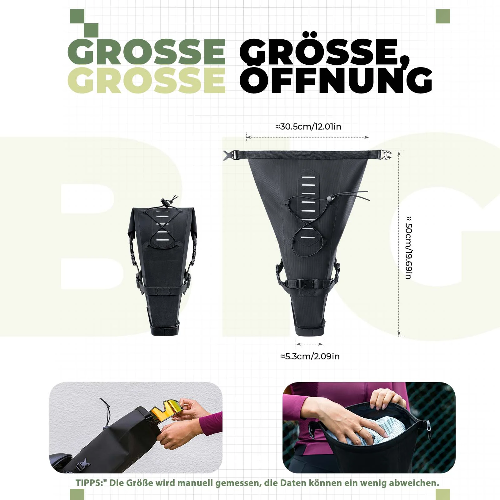 Bolsa de sillín Bikepacking 3 litros Tejido TPU 100% impermeable ROCKBROS - Imagen 5