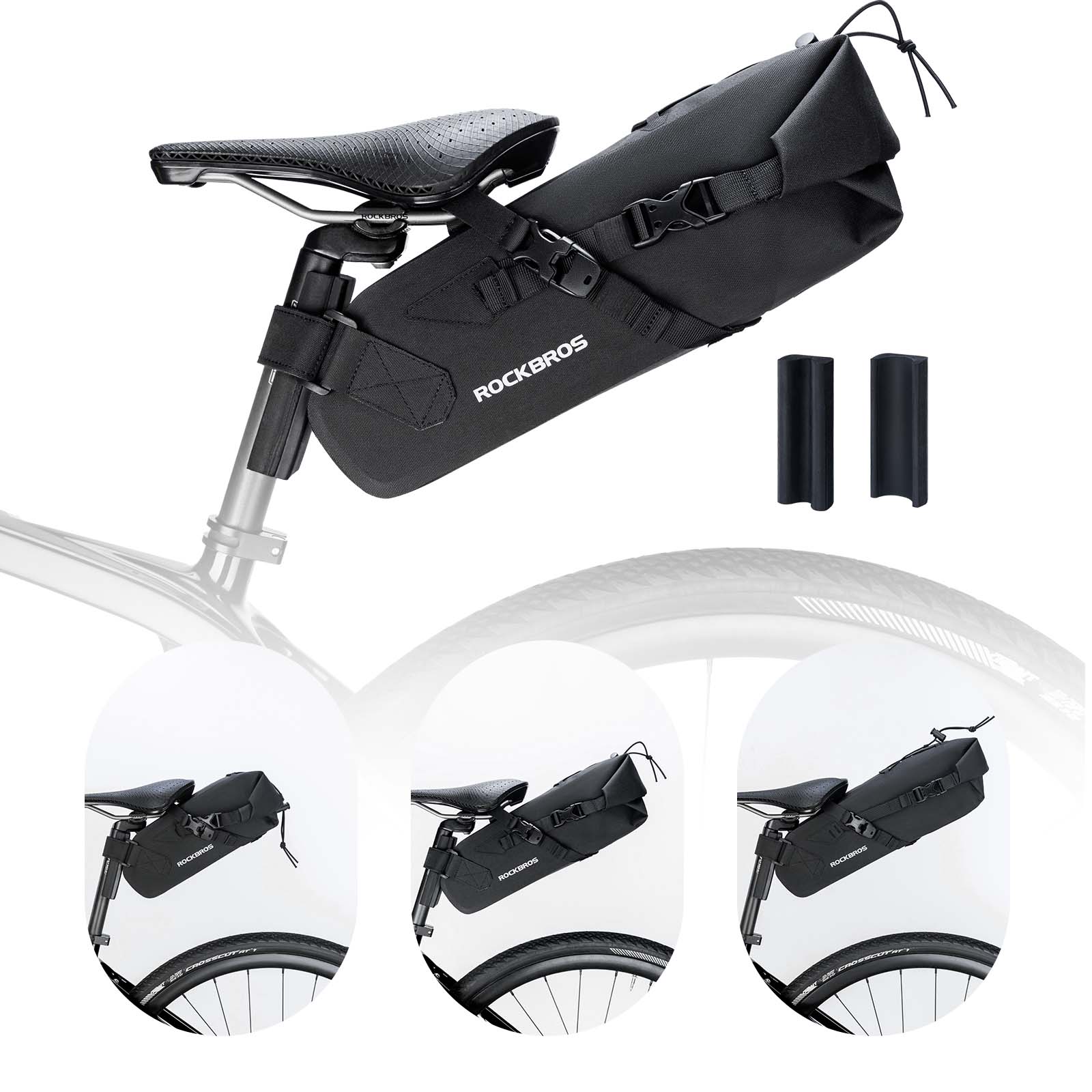 Bolsa de sillín Bikepacking 3 litros Tejido TPU 100% impermeable ROCKBROS - Imagen 3