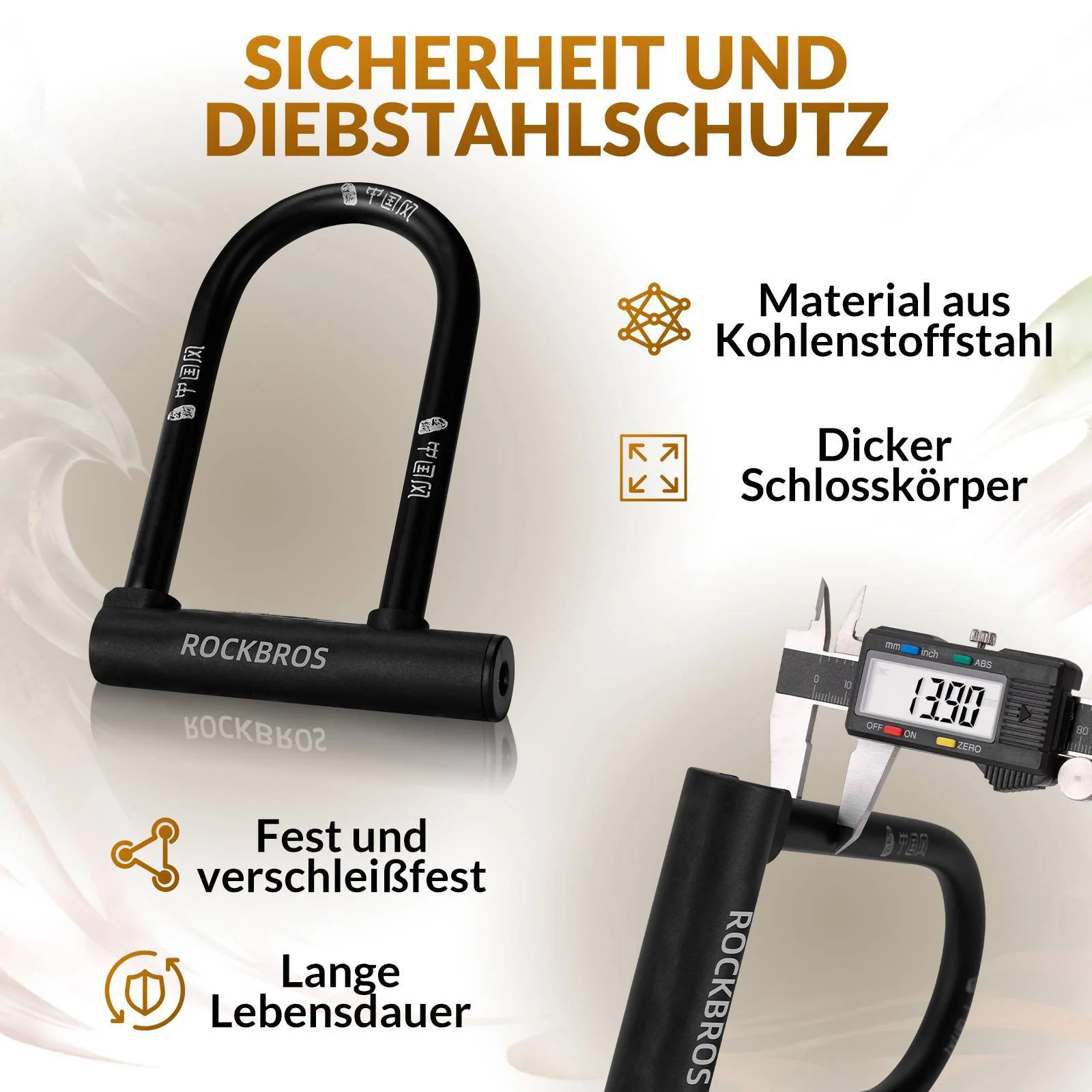Candado en U para bicicleta de alta seguridad, resistente al agua, ROCKBROS - Imagen 3