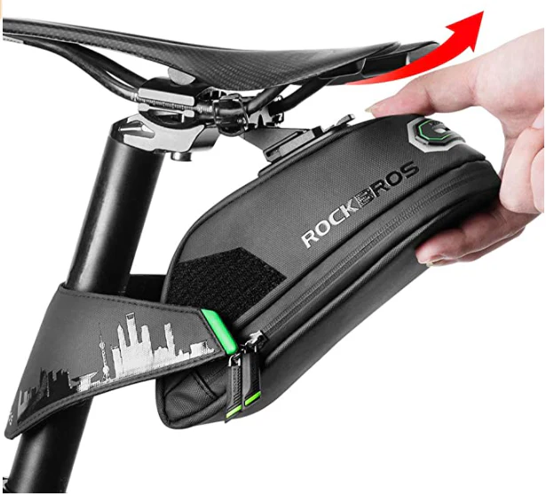 ROCKBROS C27 Bolsa de sillín negra 1L/1.5L con soporte de luz trasera 1L - Imagen 9