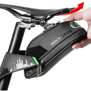 ROCKBROS C27 Bolsa de sillín negra 1L/1.5L con soporte de luz trasera 1L