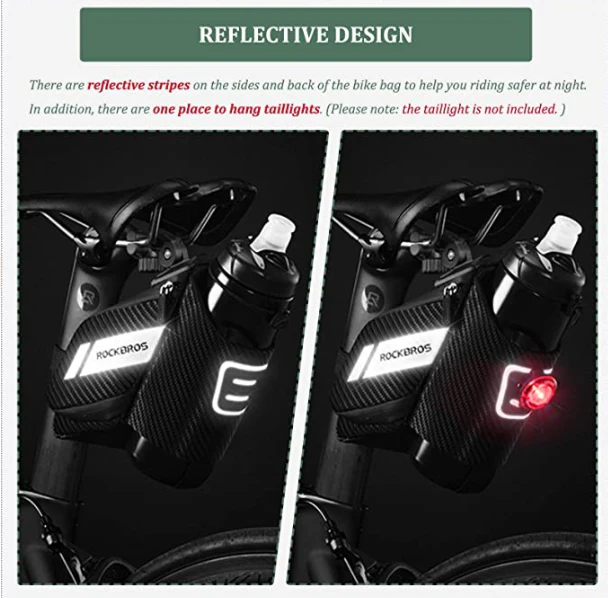 ROCKBROS C32 Bolsa de sillín para bicicleta con portabotellas negro aprox. 1L - Imagen 7