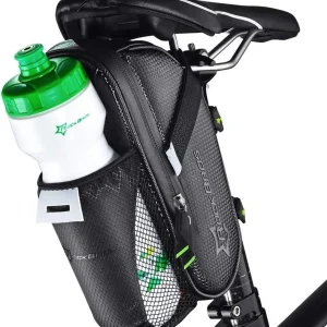 ROCKBROS C7-1 Bolsa de sillín para bicicleta con portabotellas impermeable