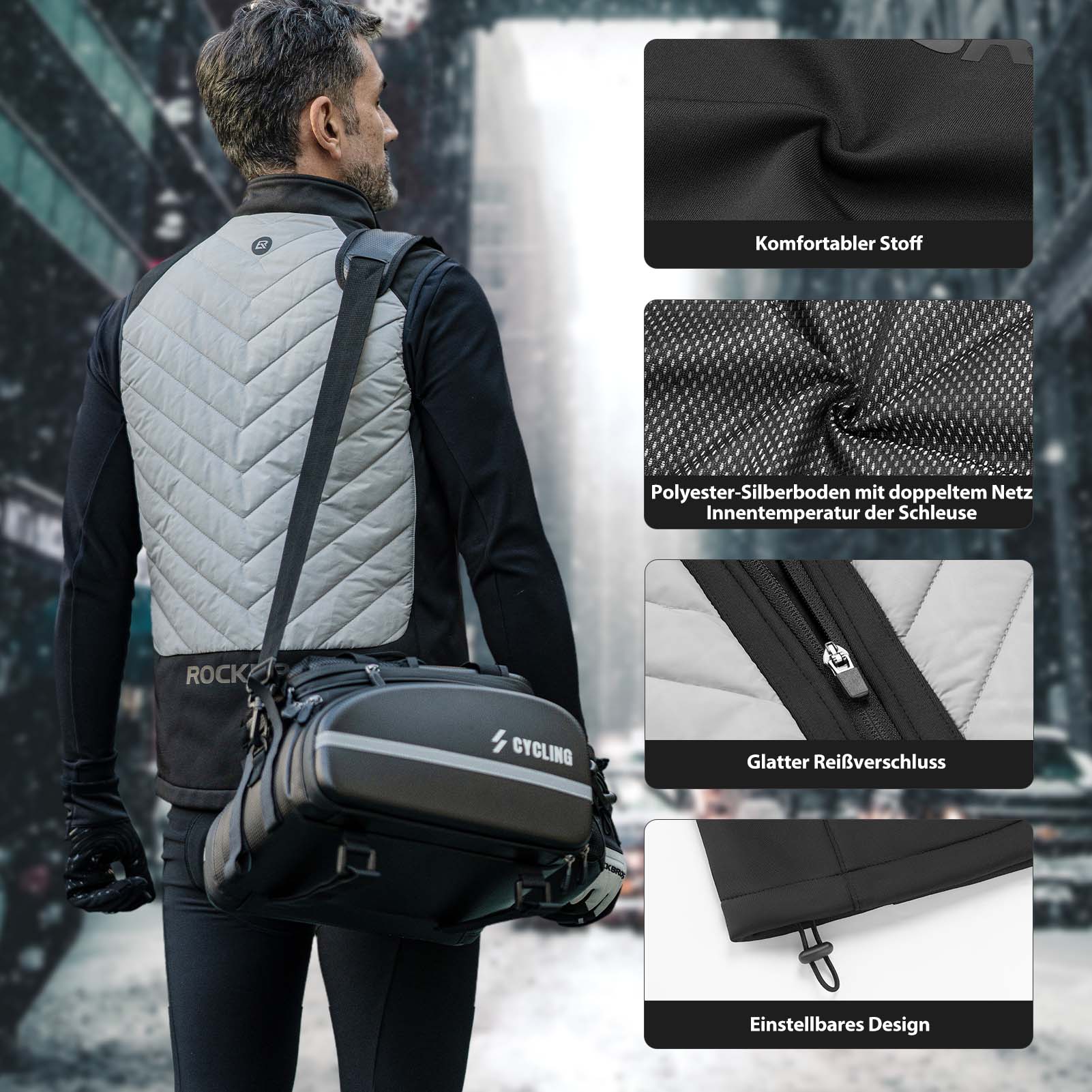 Chaleco calefactable eléctrico ROCKBROS con 3 ajustes de temperatura para hombre y mujer - Imagen 6