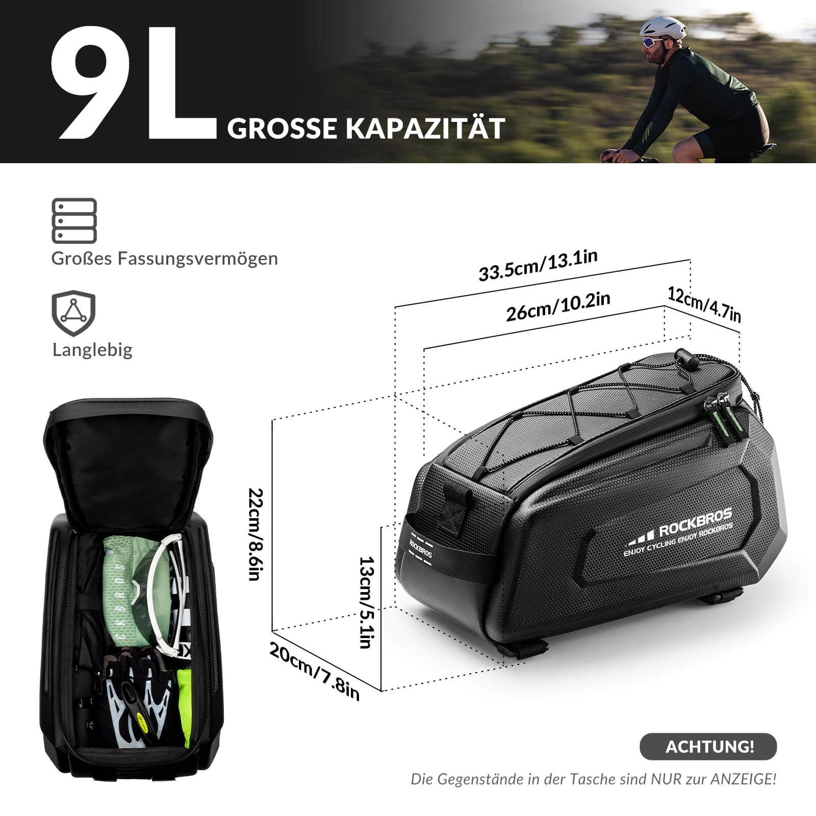 Alforja para bicicleta impermeable ROCKBROS de 9 l con funda para lluvia y correa para el hombro - Imagen 4