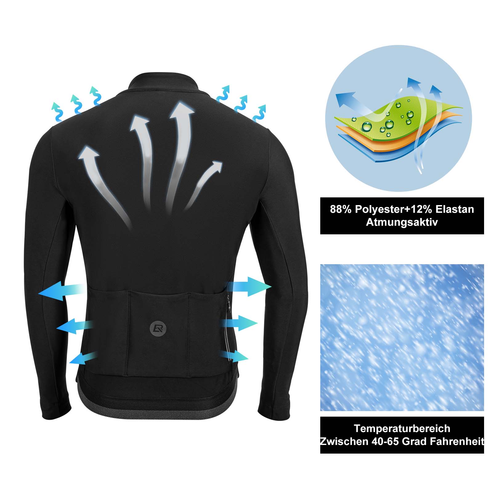 Chaqueta de ciclismo de invierno, ropa de ciclismo a prueba de viento, deportiva, ROCKBROS - Imagen 8
