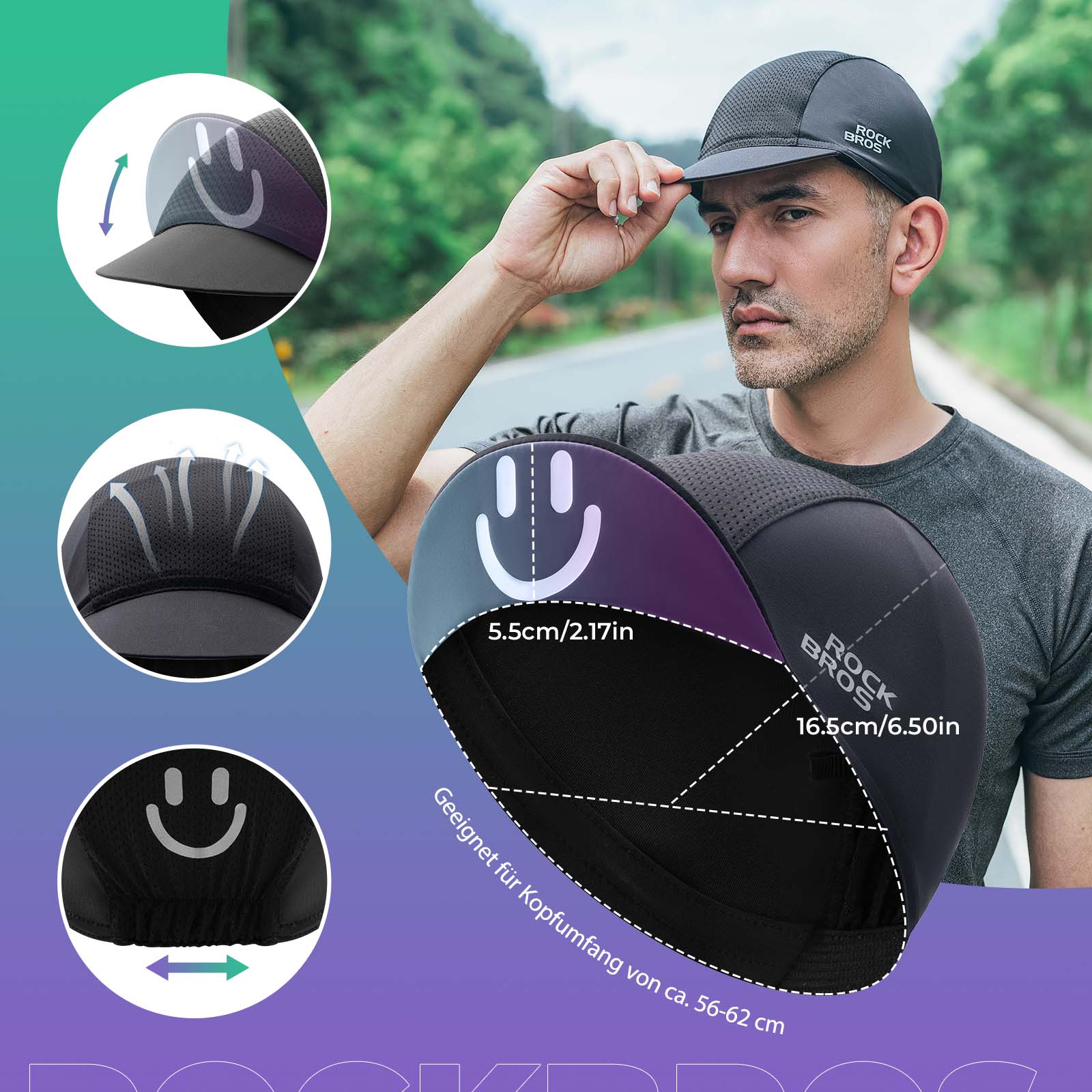 Gorra de ciclismo de verano, antisudor, ligera, unisex, ROCKBROS - Imagen 5