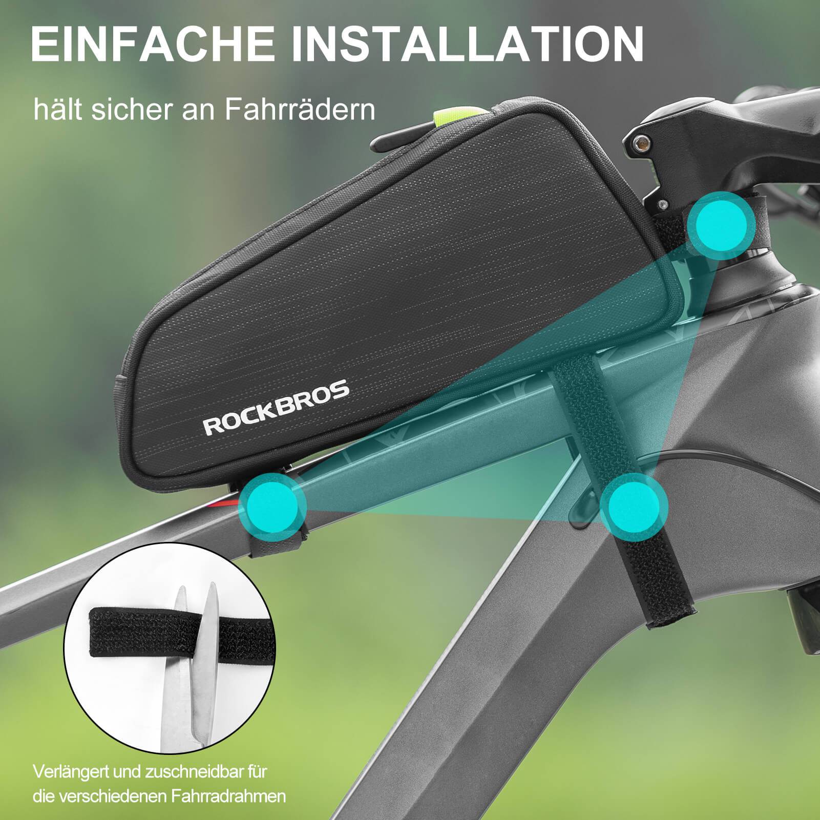 Bolsa para tubo superior/sillín de bicicleta de 1,1 L con compartimentos interiores ROCKBROS - Imagen 7