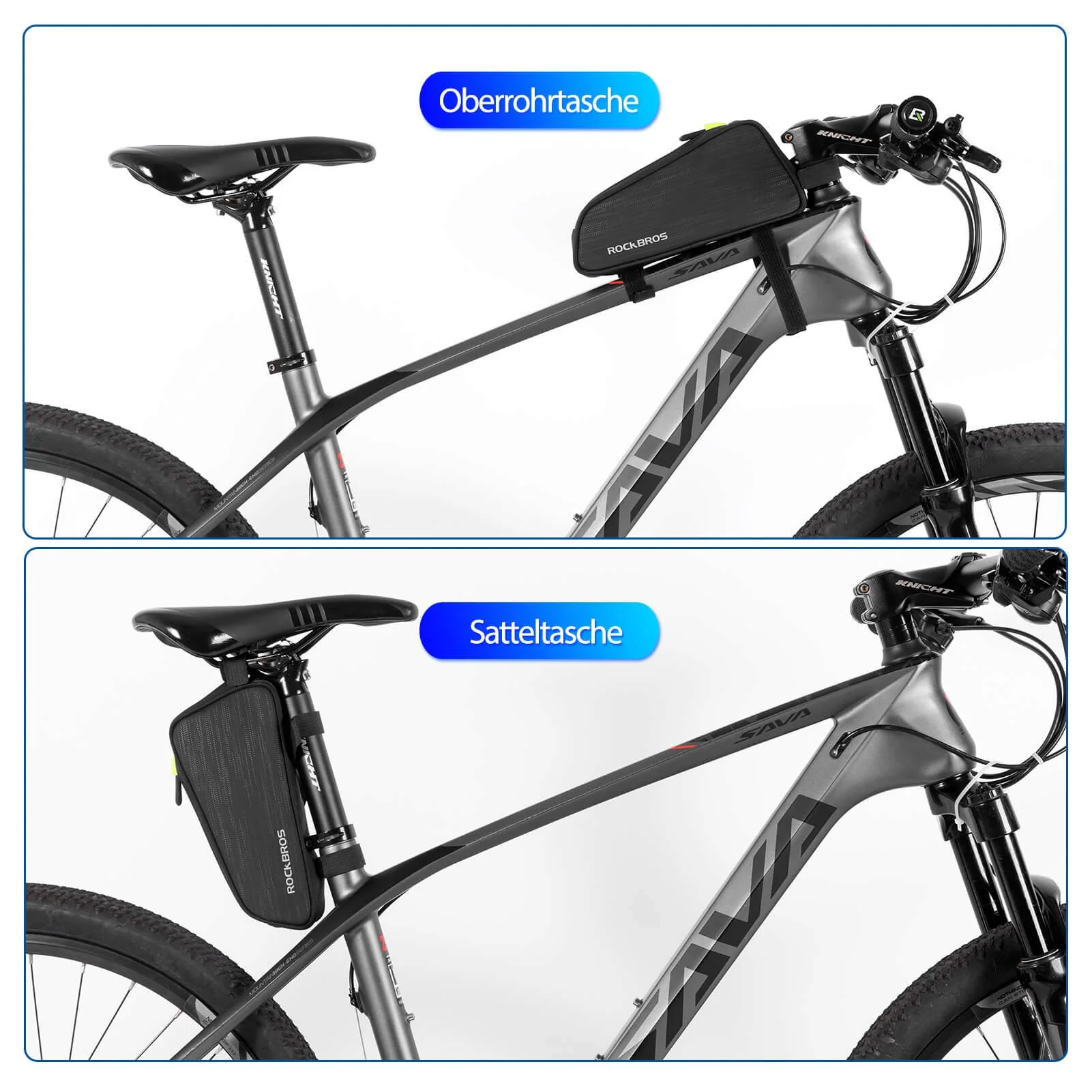 Bolsa para tubo superior/sillín de bicicleta de 1,1 L con compartimentos interiores ROCKBROS - Imagen 8