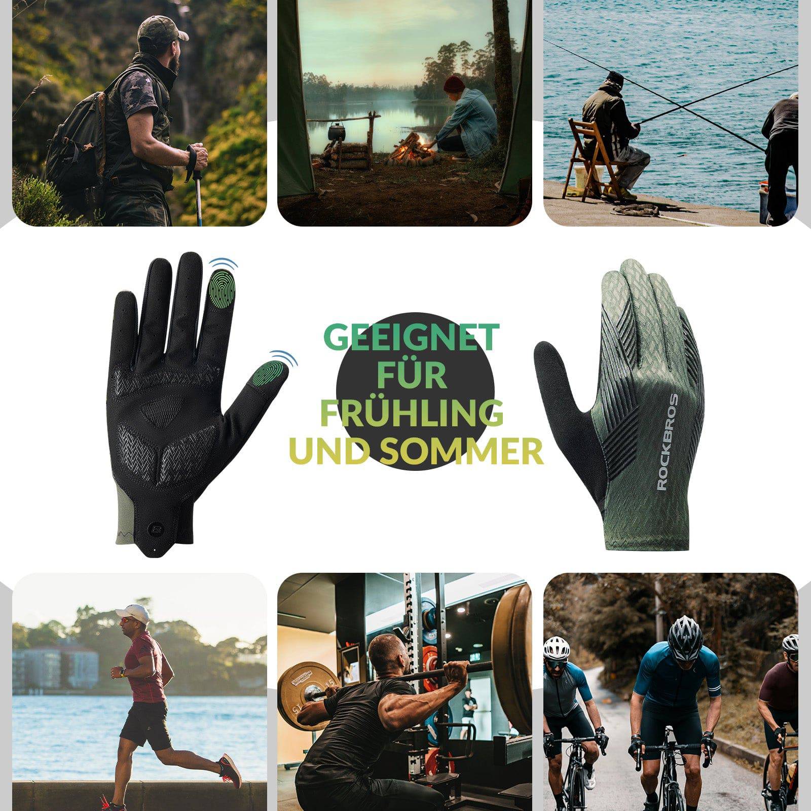 Guantes de ciclismo para mujer/hombre con pantalla táctil antideslizantes finos ROCKBROS - Imagen 9