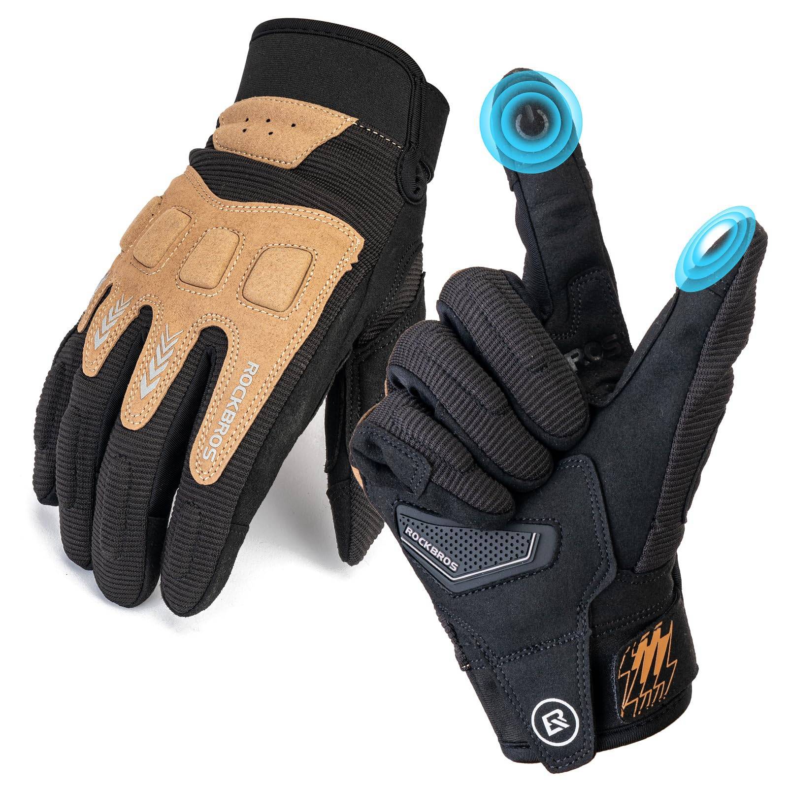 Guantes de ciclismo para hombre, invierno/otoño, MTB, guantes con absorción de impactos, ROCKBROS - Imagen 3