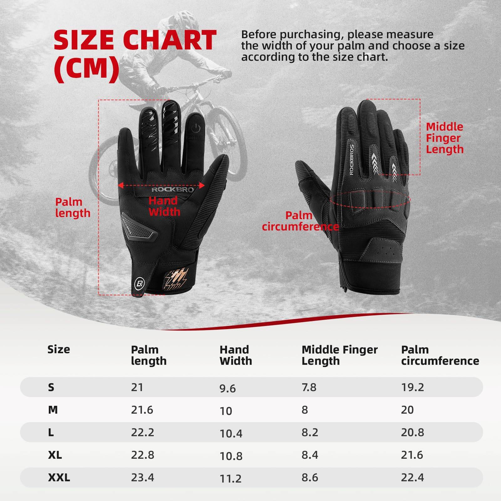 Guantes de ciclismo para hombre, invierno/otoño, MTB, guantes con absorción de impactos, ROCKBROS - Imagen 6