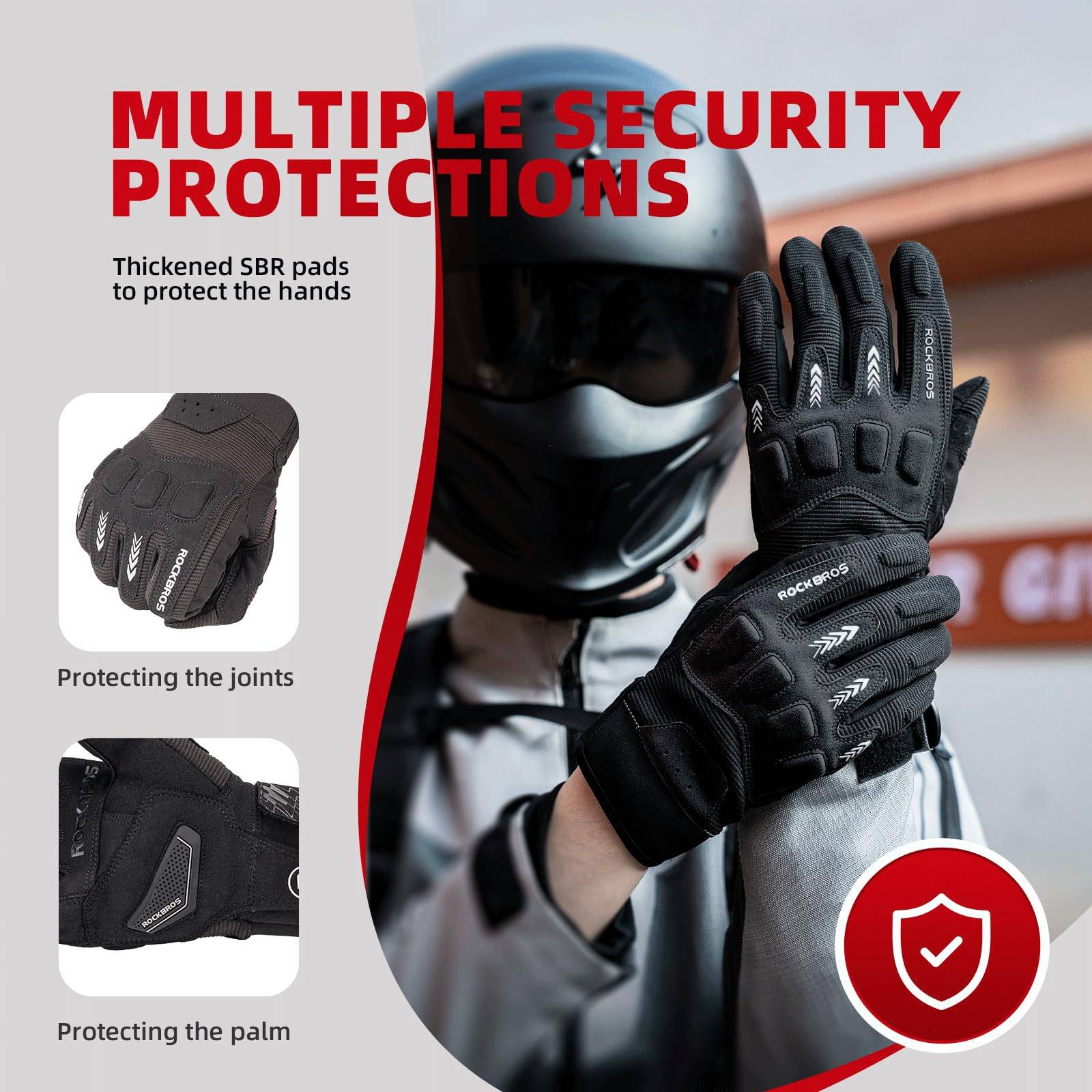 Guantes de ciclismo para hombre, invierno/otoño, MTB, guantes con absorción de impactos, ROCKBROS - Imagen 8