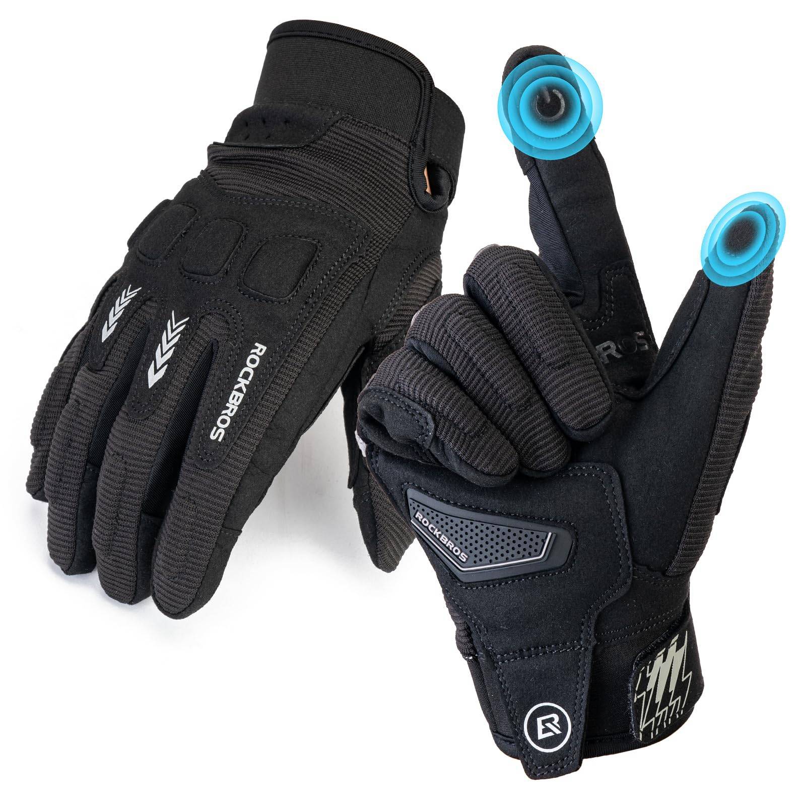 Guantes de ciclismo para hombre, invierno/otoño, MTB, guantes con absorción de impactos, ROCKBROS - Imagen 2
