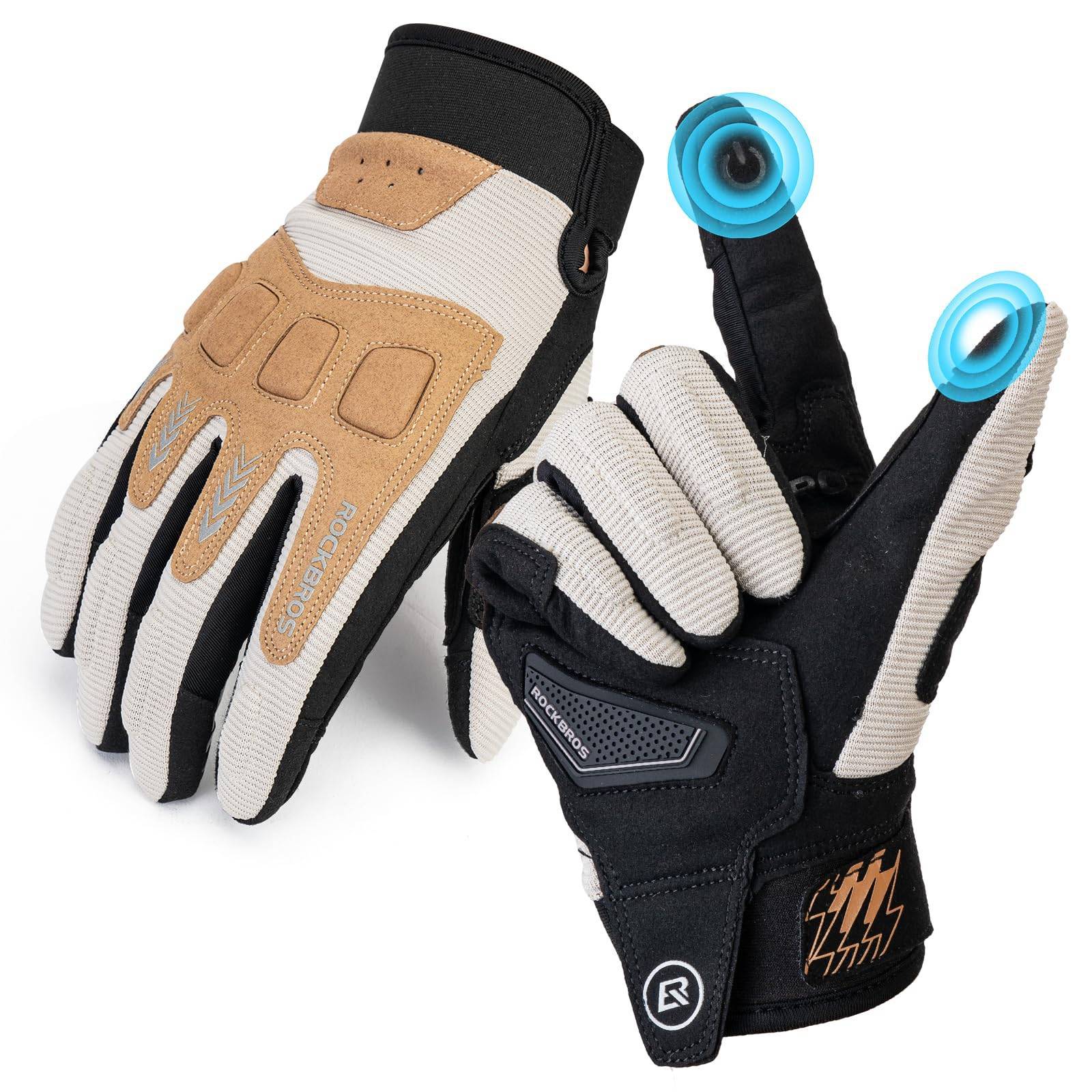 Guantes de ciclismo para hombre, invierno/otoño, MTB, guantes con absorción de impactos, ROCKBROS - Imagen 5