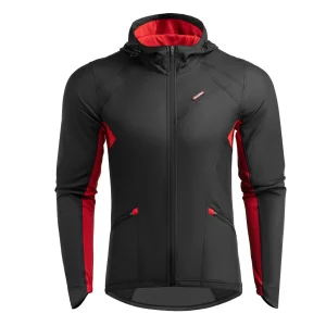 Chaqueta de ciclismo softshell cortavientos de invierno para hombre, negra, ROCKBROS