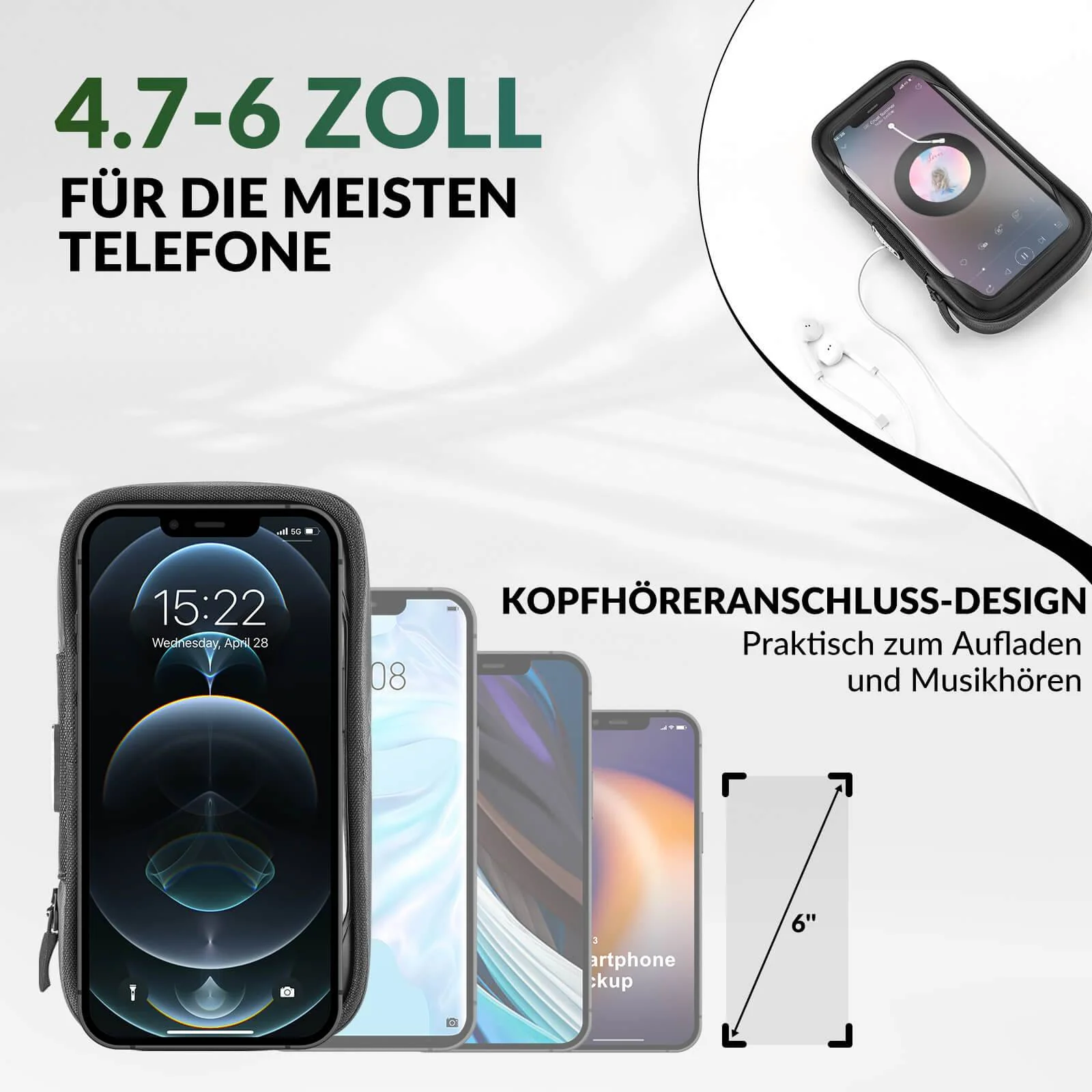 Bolsa de bicicleta impermeable, bolsa giratoria para teléfono móvil de 4,7 a 6 pulgadas, ROCKBROS - Imagen 4