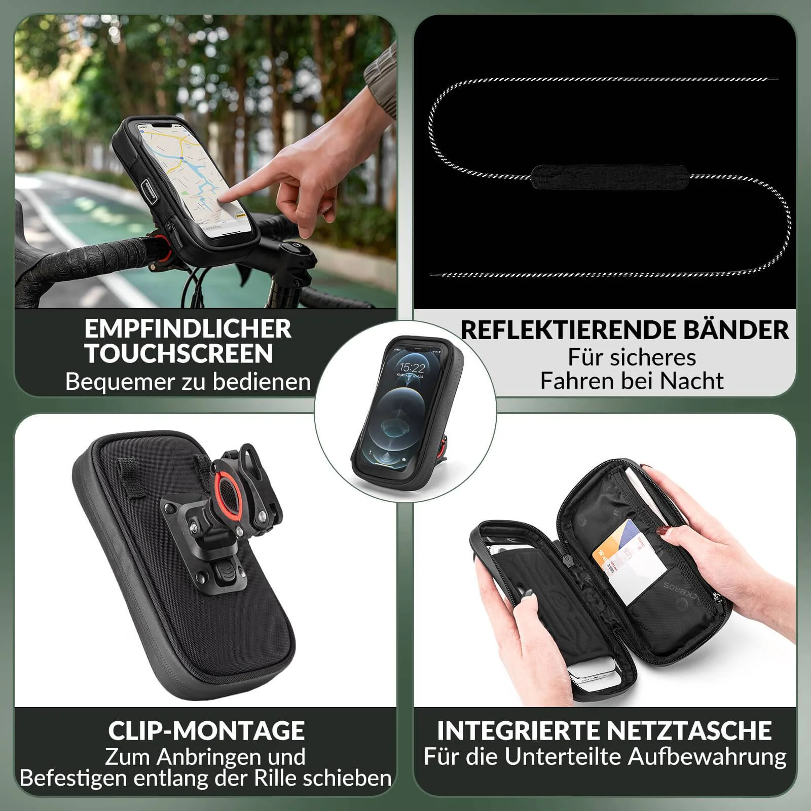 Bolsa de bicicleta impermeable, bolsa giratoria para teléfono móvil de 4,7 a 6 pulgadas, ROCKBROS - Imagen 6