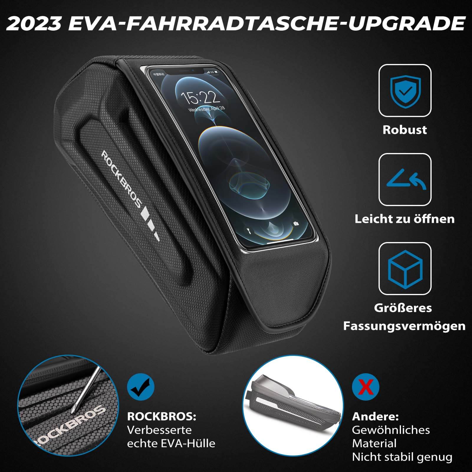 Bolsa de bicicleta impermeable, funda para teléfono móvil para smartphones con pantalla táctil de 6,8 pulgadas, ROCKBROS - Imagen 9