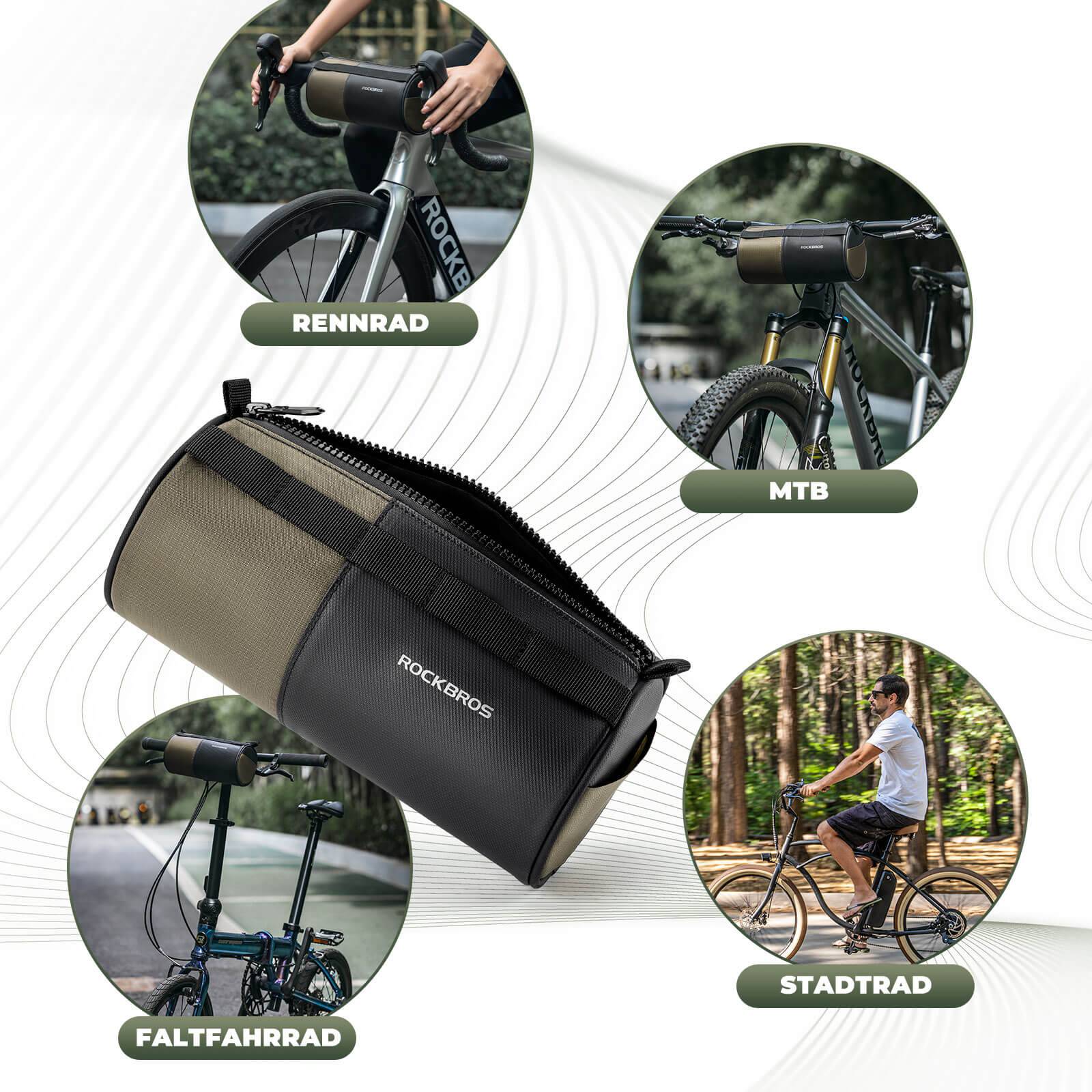 Bolsa de manillar cilíndrica ROCKBROS, 1,7 l, con correa para el hombro - Imagen 7