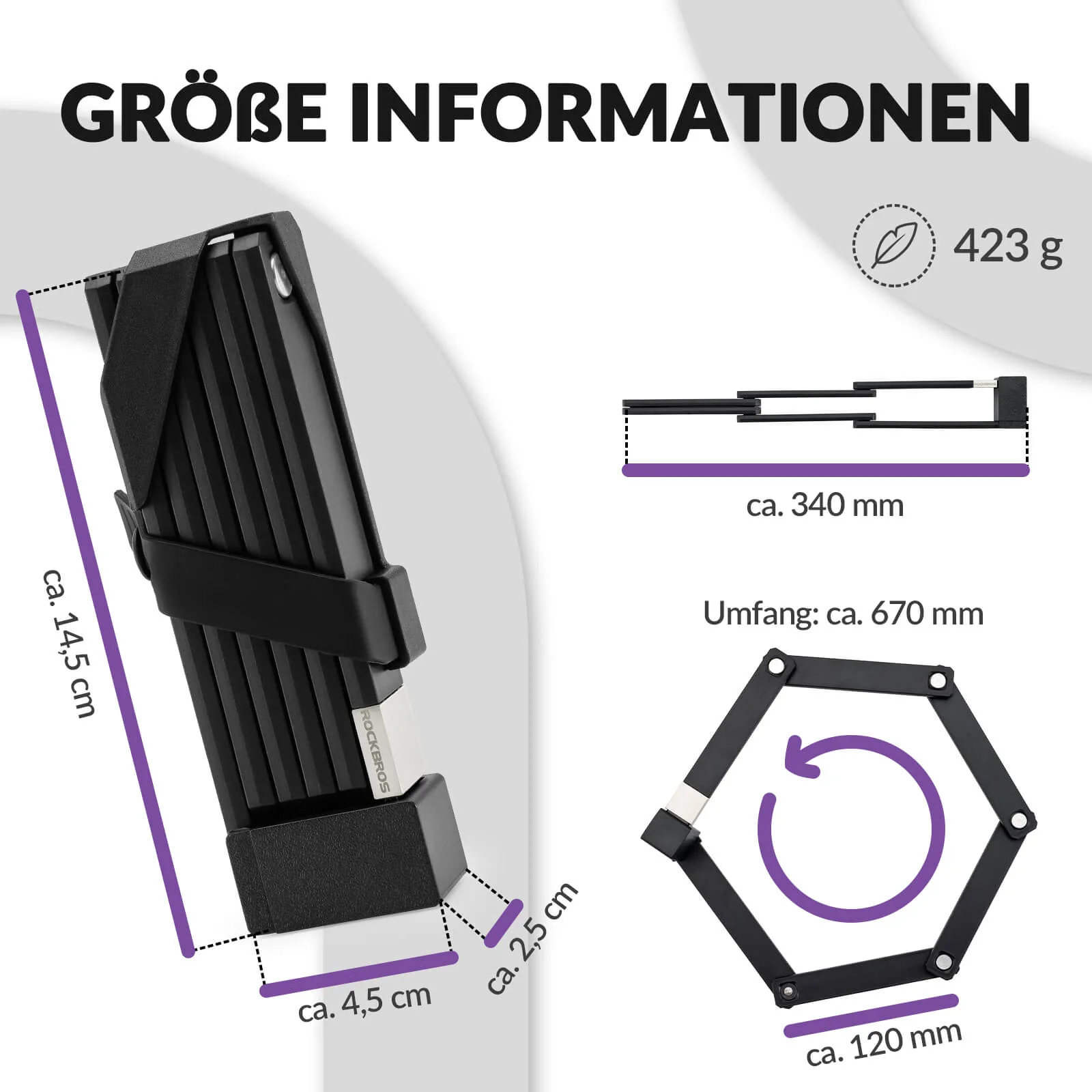 Candado de bicicleta plegable con soporte ROCKBROS - Imagen 6