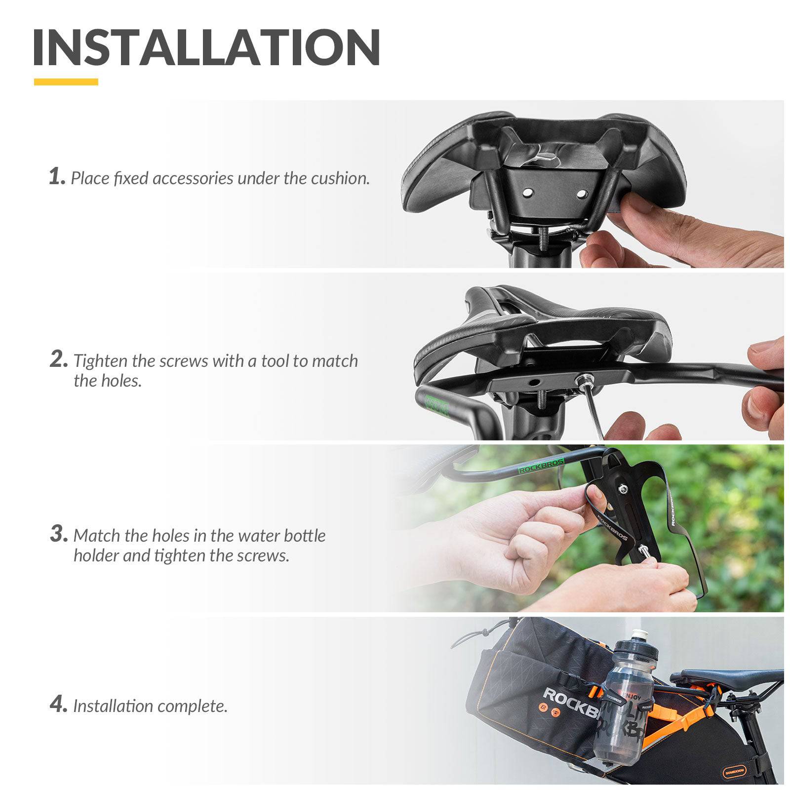 Portabotellas y soporte estabilizador para alforja de bicicleta ROCKBROS - Imagen 8