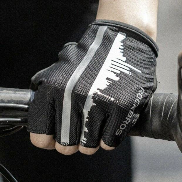 ROCKBROS Guantes de medio dedo de bicicleta deportivos al aire libre reflectivo - Imagen 4