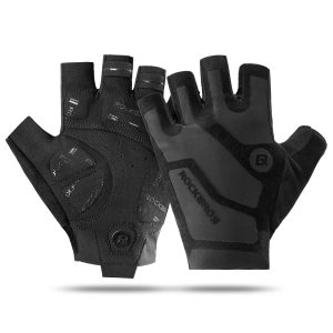 Guantes de ciclismo unisex de medio dedo con absorción de impactos y antideslizantes de ROCKBROS