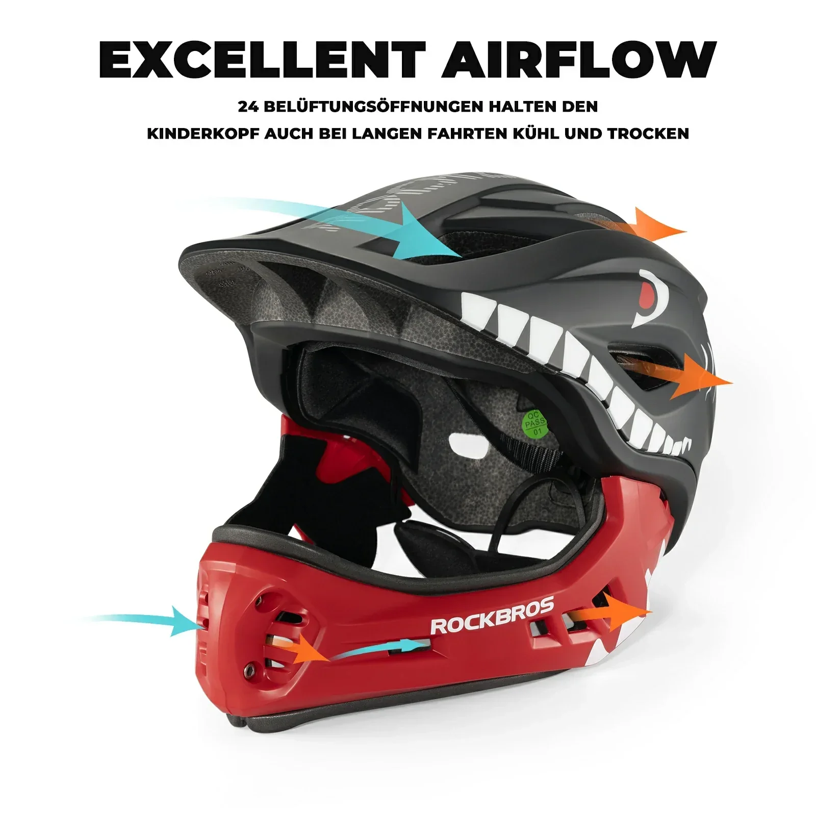 Casco integral de dibujos animados para niños con mentonera extraíble ROCKBROS - Imagen 4