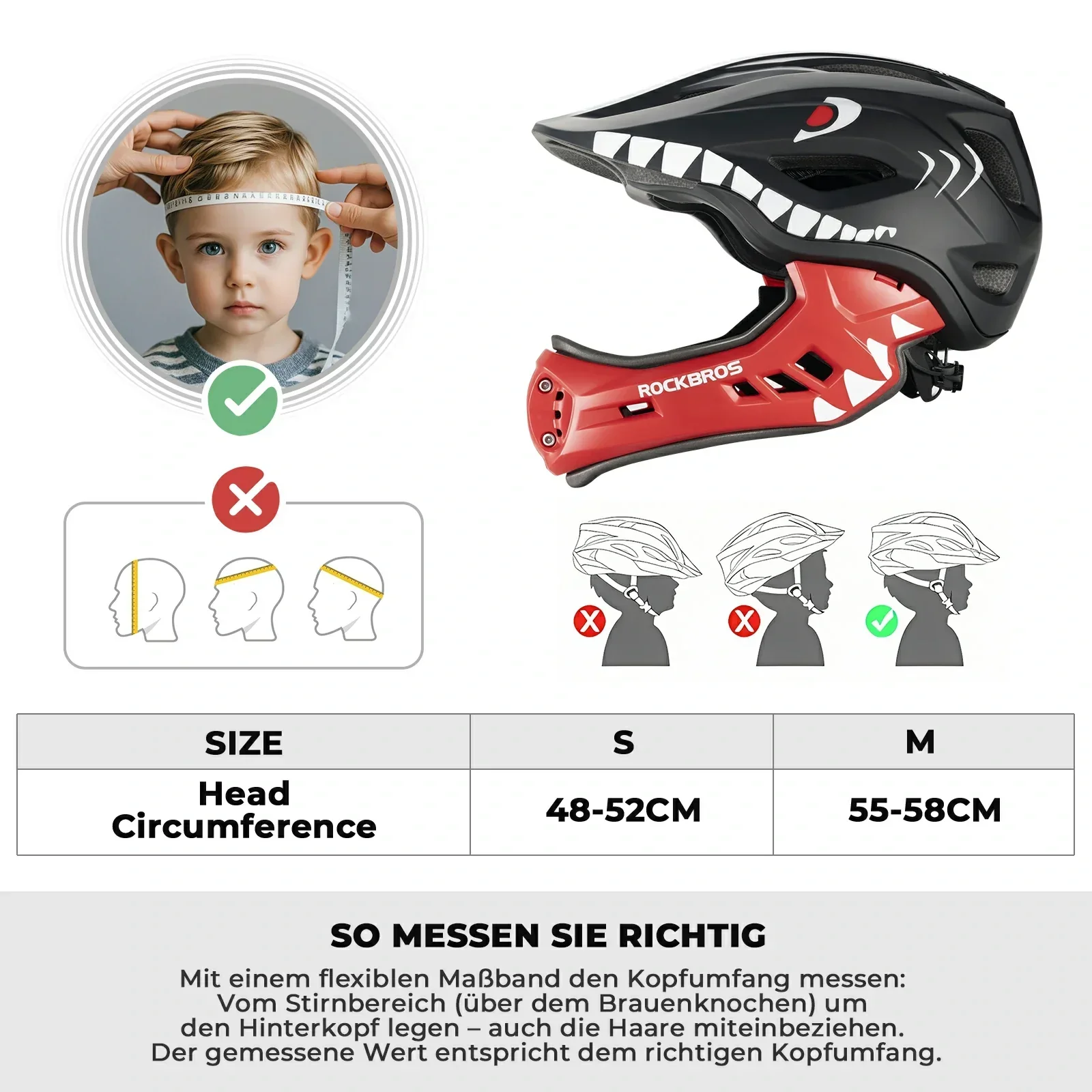 Casco integral de dibujos animados para niños con mentonera extraíble ROCKBROS - Imagen 5