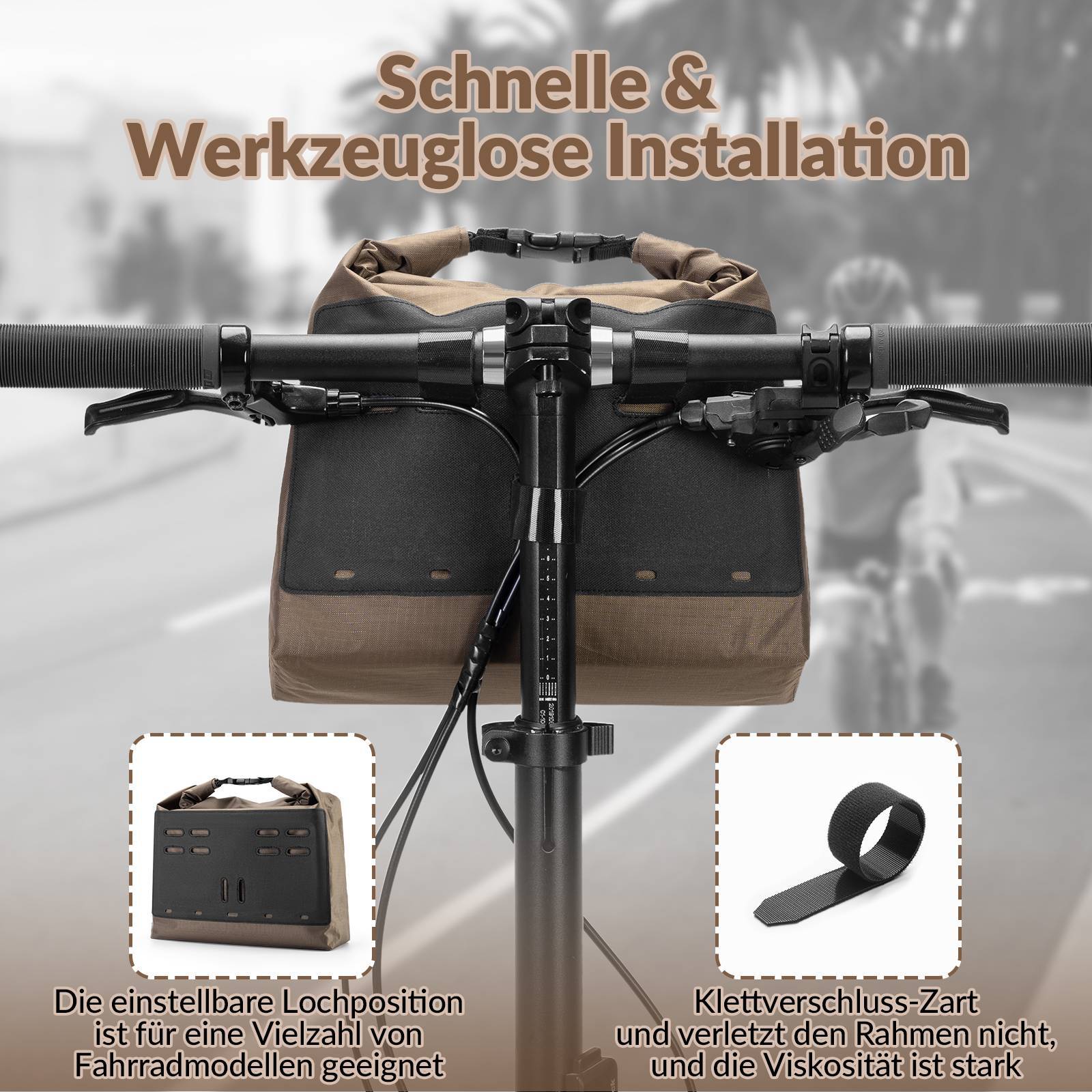 Bolsa de manillar, cesta impermeable para bicicleta, bolsa delantera, ajustable 2,5L-4L, ROCKBROS - Imagen 8