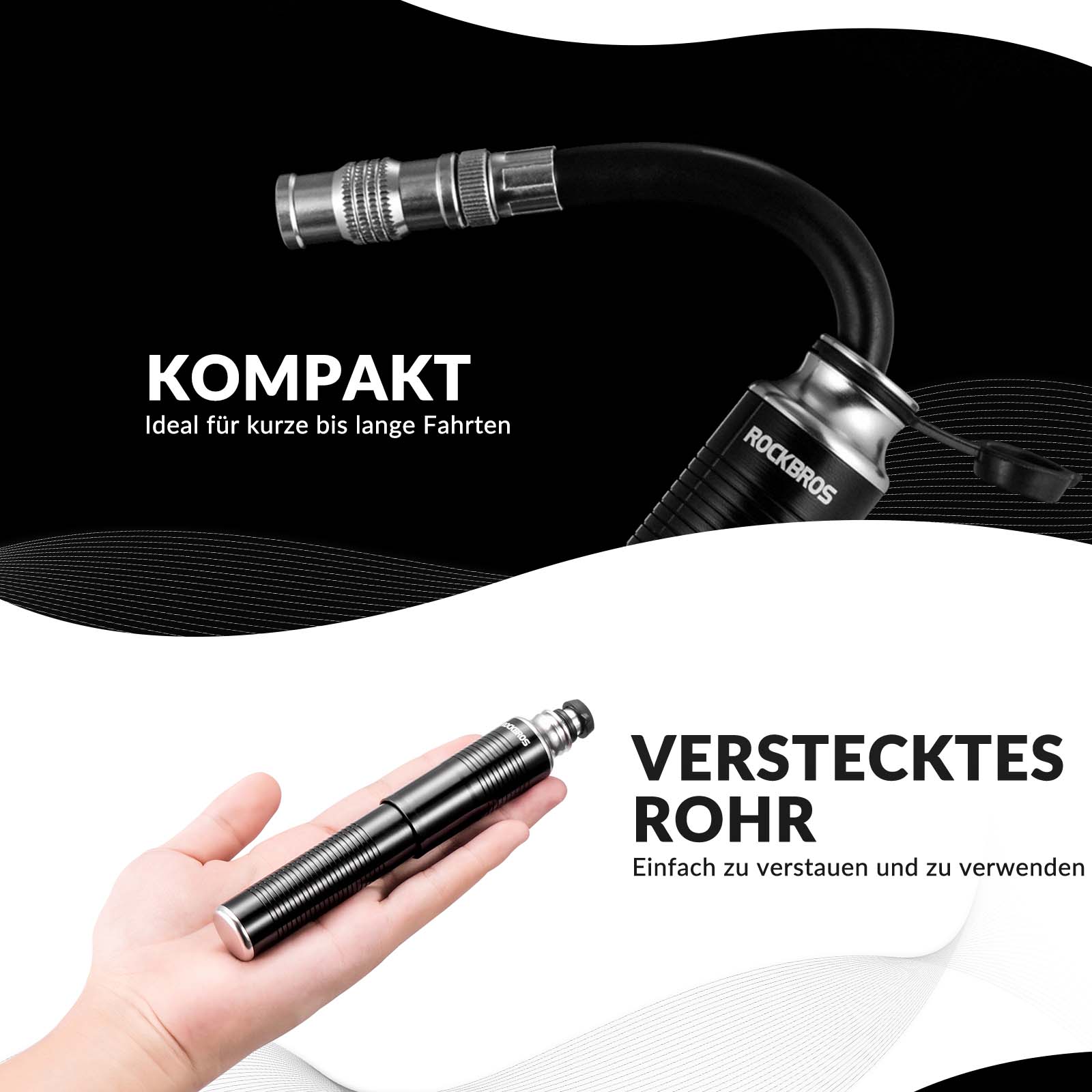 Bomba manual de aluminio ROCKBROS para válvulas Schrader y Presta - Imagen 6