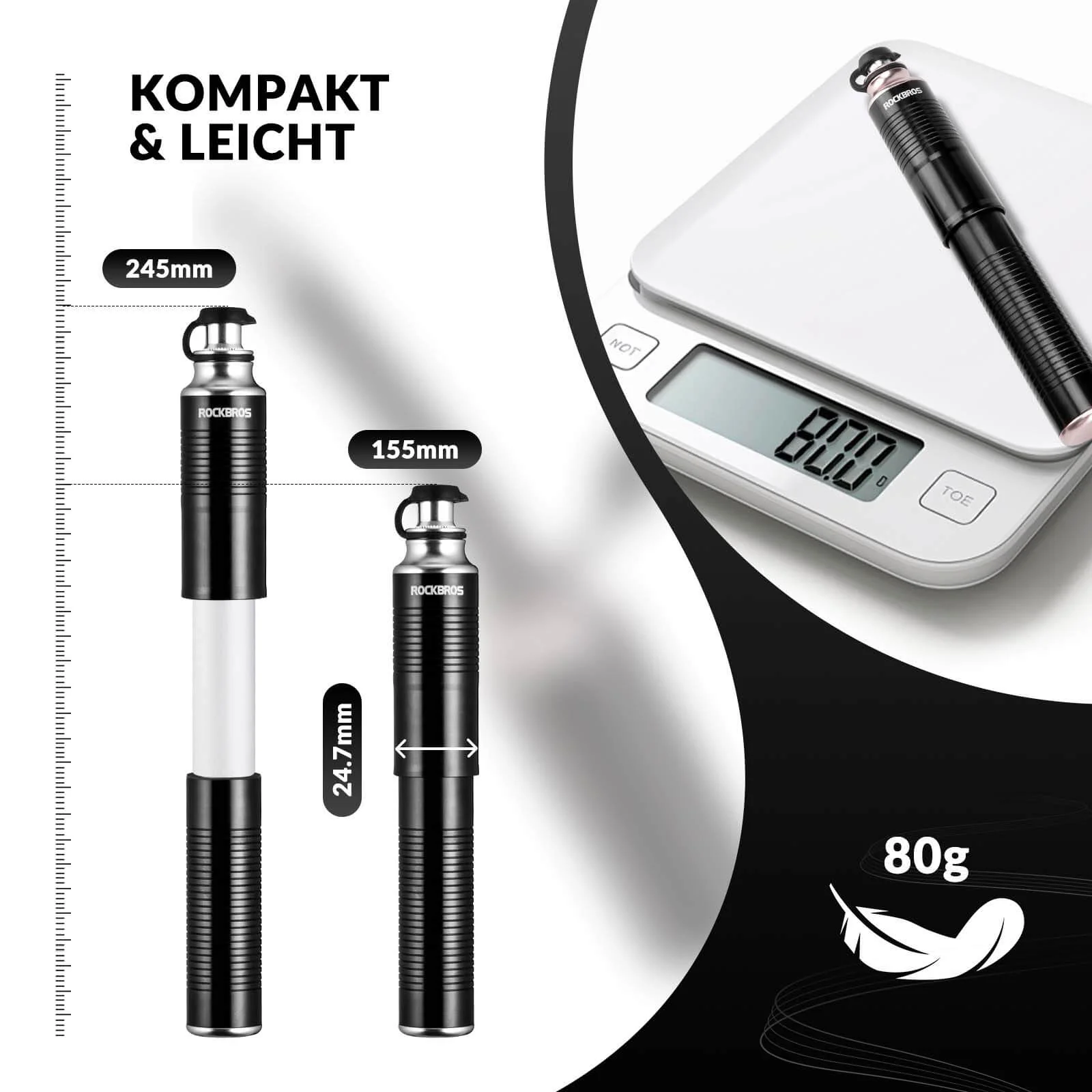 Bomba manual de aluminio ROCKBROS para válvulas Schrader y Presta - Imagen 5