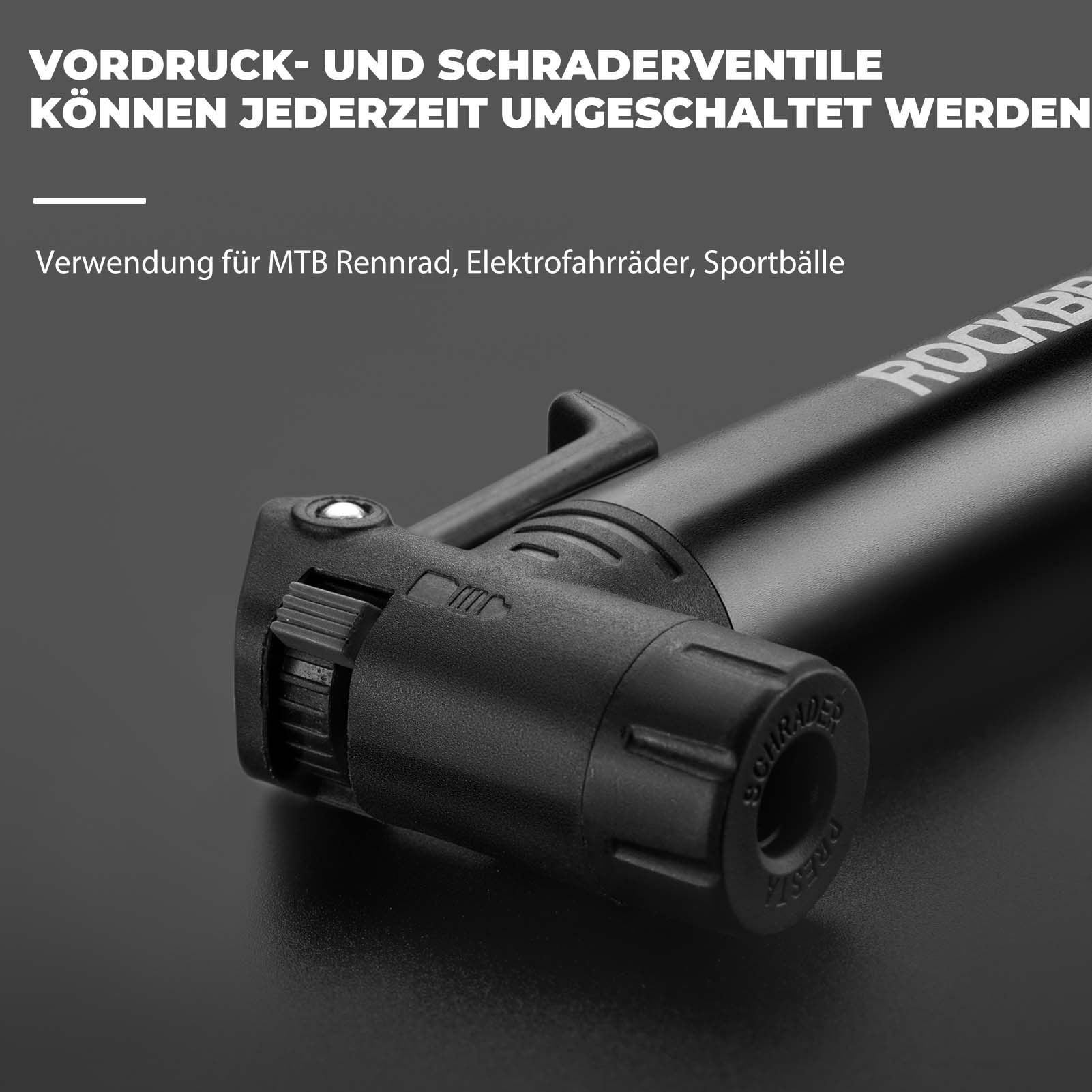 Mini bomba de aire para bicicleta con llave de trinquete 80 PSI aluminio ROCKBROS - Imagen 5