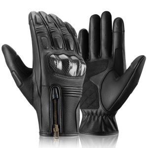 Guantes de moto, pantalla táctil, cuero, dedos completos, transpirables, ROCKBROS