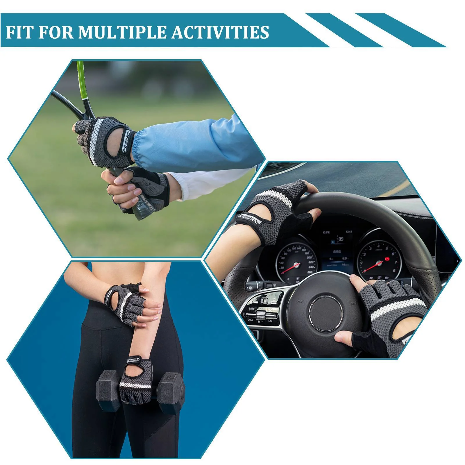 Guantes de ciclismo de medio dedo, guantes de entrenamiento universales, ROCKBROS - Imagen 8