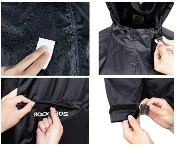 Rockbros Chaqueta de lluvia Impermeable para Hombres Mujeres Unisex Negro - Imagen 4